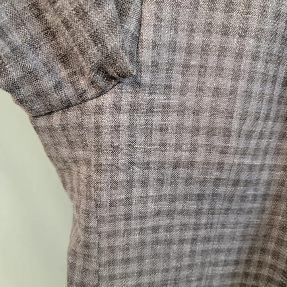 Lauren Ralph‎ Lauren Mens SZ 44L Check Linen Wool Silk Blend Blazer Sport Jacket